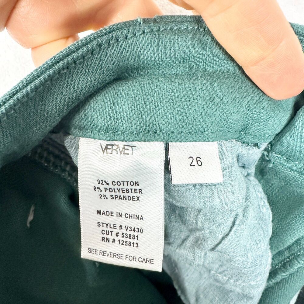 Vervet High Rise Raw Hem Super Flare Jeans Size 26 Teal Green - Picture 5 of 6